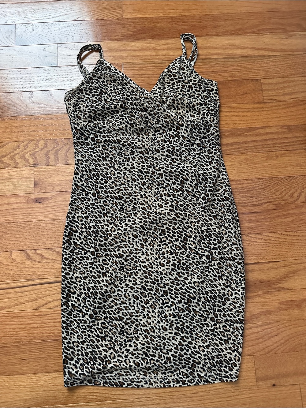Leopard Print Slip Dress - Beige & Black
